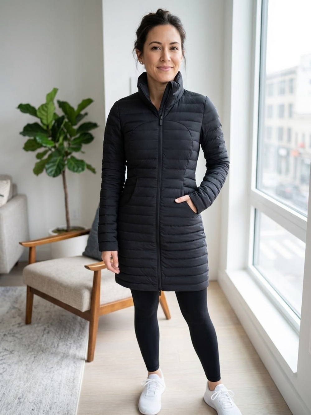 Lululemon Black Puffer  Pack it Down long Jacket size 2